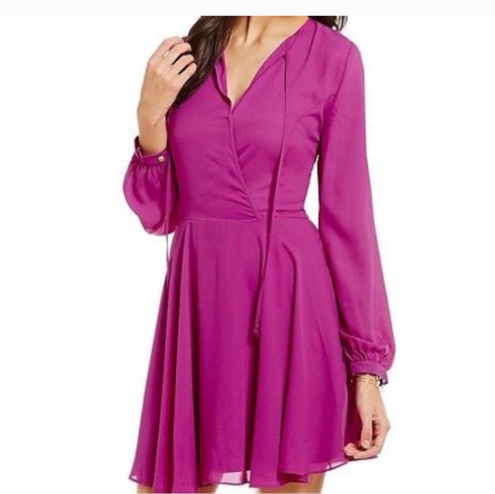 💜NWT GB Gianni Bini Purple Tie Front Skater Dress